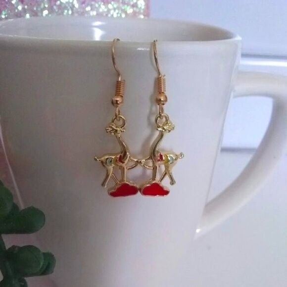 Merry Christmas Reindeer Earrings - Picture 3 of 3